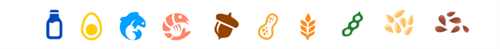 Symbols of the nine big allergens plus Flax